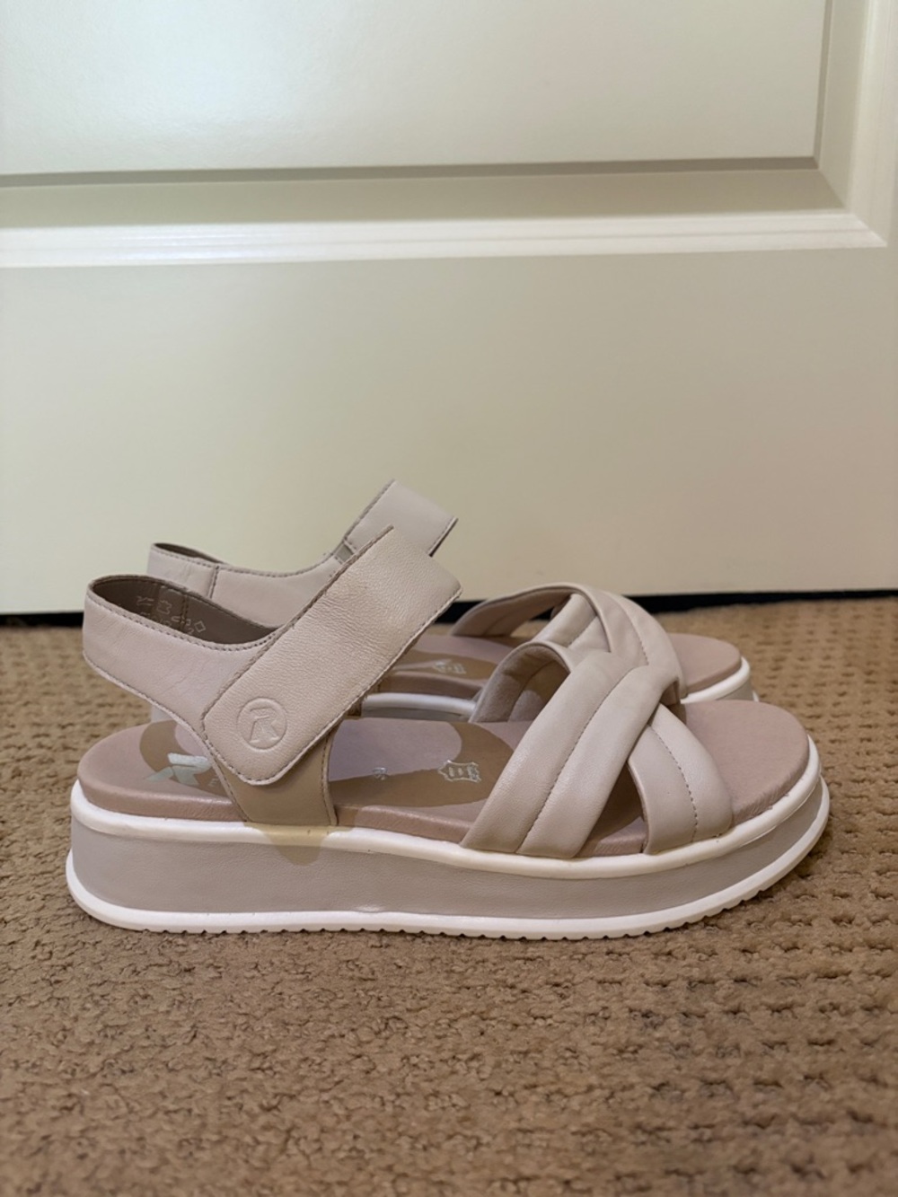 Rieker Cream Platform Slingback Sandals
